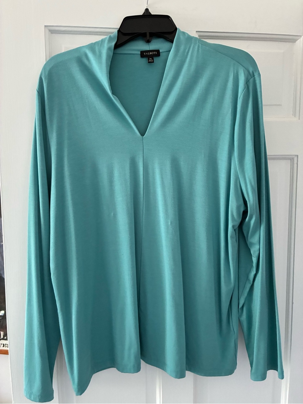 Talbots Aqua V-Neck Long Sleeve Top